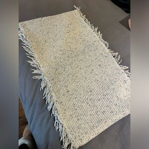 Handwoven Knit Cream Infinity Winter Scarf with Fringe Balaclava